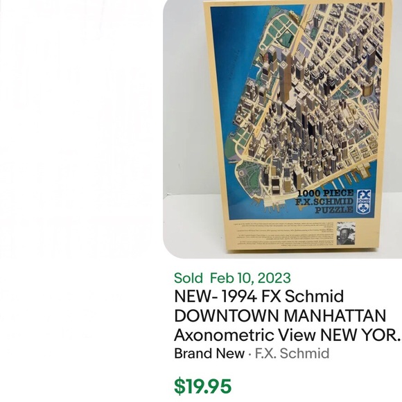 Vtg. 1994 FX Schmid 1000 pc Puzzle Downtown Manhattan Axonometric View of Man… - Picture 8 of 8